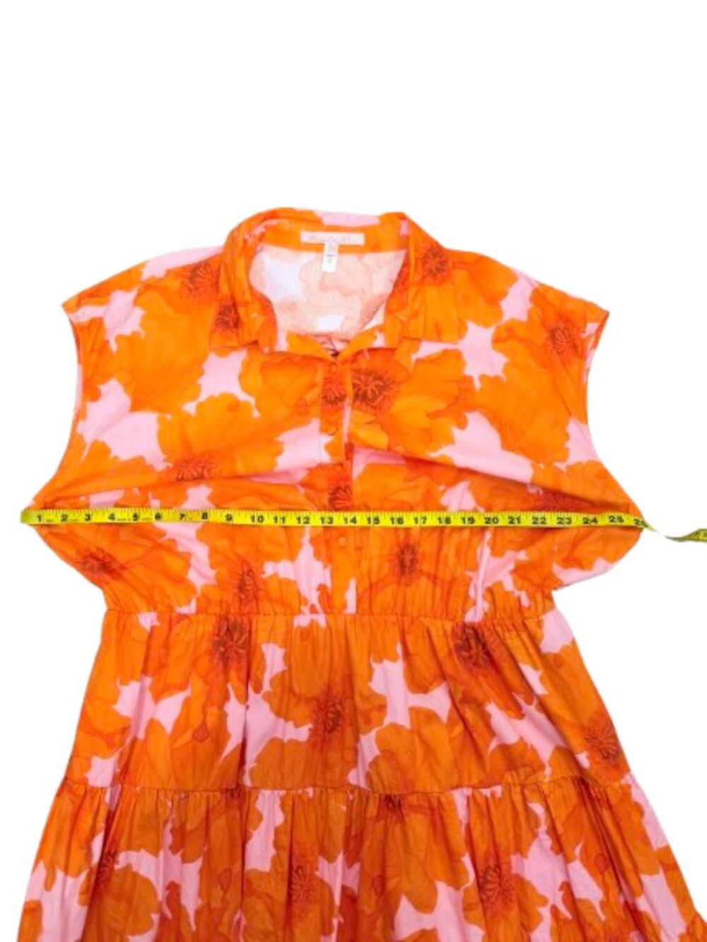 Anthropologie Hutch Short-Sleeve Mini Shirt Dress Orange Floral Sz 2X Worn Once - Picture 9 of 11
